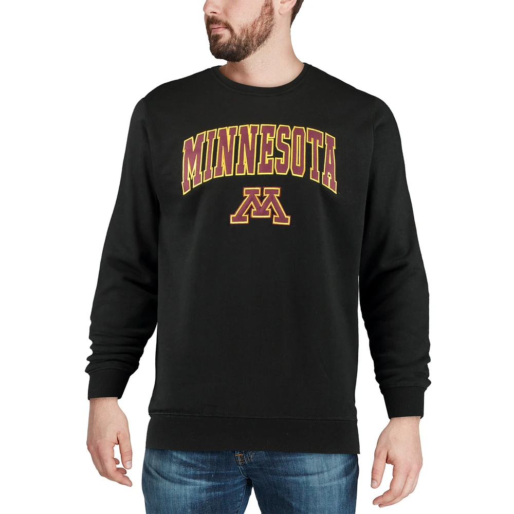 Men's Colosseum Black Minnesota Golden Gophers Arch & Logo Crew Neck Sweatshirt