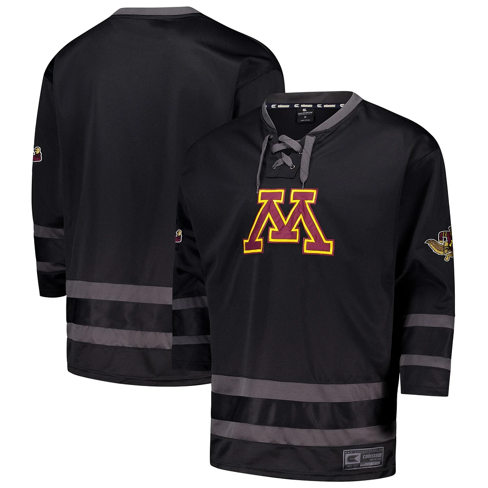 Maillot de hockey sur glace noir Colosseum pour homme des Golden Gophers du Minnesota