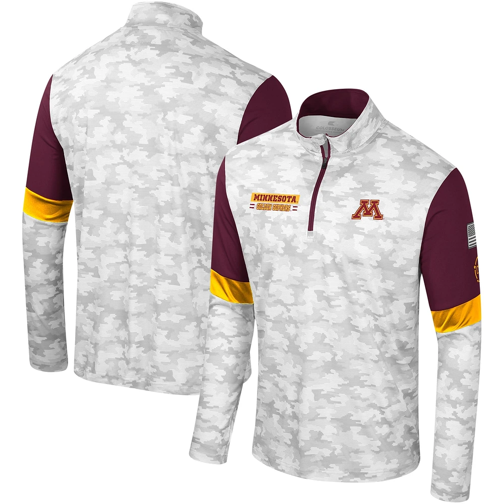 Coupe-vent à quart de zip Colosseum Camo pour hommes Minnesota Golden Gophers OHT Military Appréciation Tomahawk