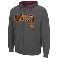 Men's Colosseum Charcoal Minnesota Golden Gophers Arch & Logo 3.0 Full-Zip Hoodie