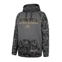 Men's Colosseum Charcoal Minnesota Golden Gophers OHT Military Appreciation Camo Stack Raglan Pullover Hoodie