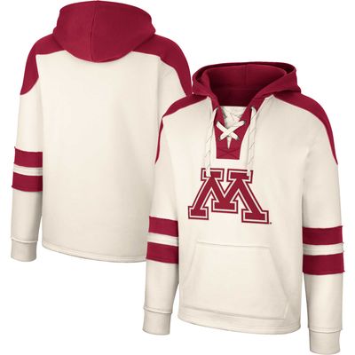 Men's Colosseum Cream Minnesota Golden Gophers Lace-Up 4.0 Vintage Pullover Hoodie