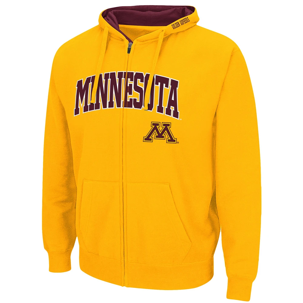 Sweat à capuche entièrement zippé Colosseum Gold Minnesota Golden Gophers Arch & Logo 3.0 pour homme