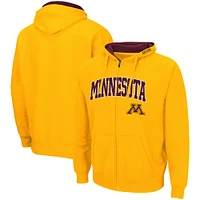 Sweat à capuche entièrement zippé Colosseum Gold Minnesota Golden Gophers Arch & Logo 3.0 pour homme