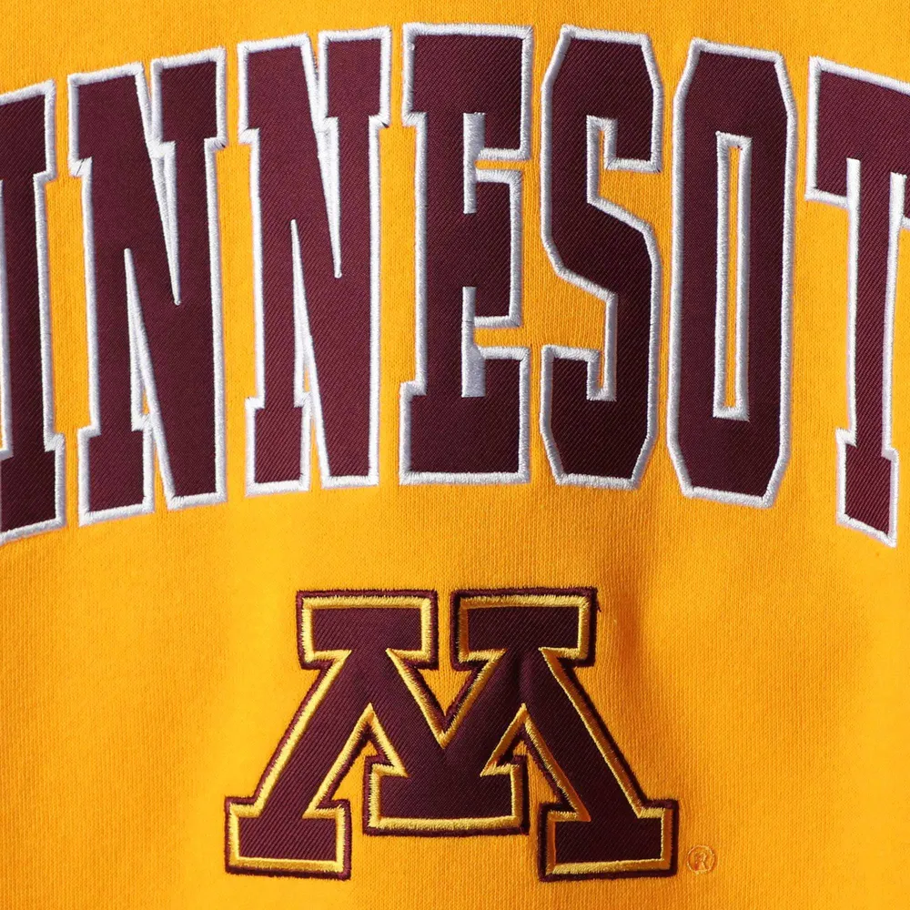 Men's Colosseum Gold Minnesota Golden Gophers Arch & Logo Crew Neck Sweatshirt