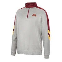 Men's Colosseum Gray/Maroon Minnesota Golden Gophers Bushwood Fleece Quarter-Zip Jacket