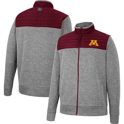 Men's Colosseum Gray/Maroon Minnesota Golden Gophers Putter Herringbone Full-Zip Jacket