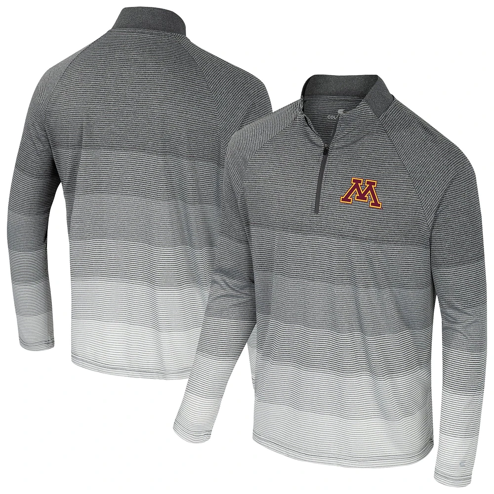 Men's Colosseum  Gray Minnesota Golden Gophers AI Striped Mesh Quarter-Zip Raglan Windshirt