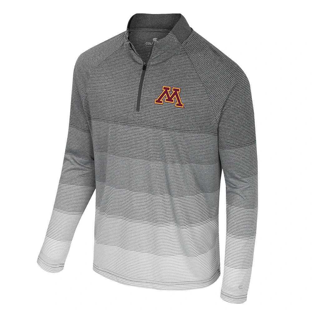 Coupe-vent à glissière quart de zip en maille rayée IA pour hommes Colosseum Gray Minnesota Golden Gophers