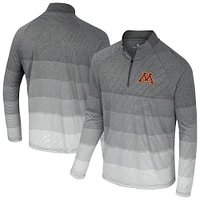 Coupe-vent à glissière quart de zip en maille rayée IA pour hommes Colosseum Gray Minnesota Golden Gophers