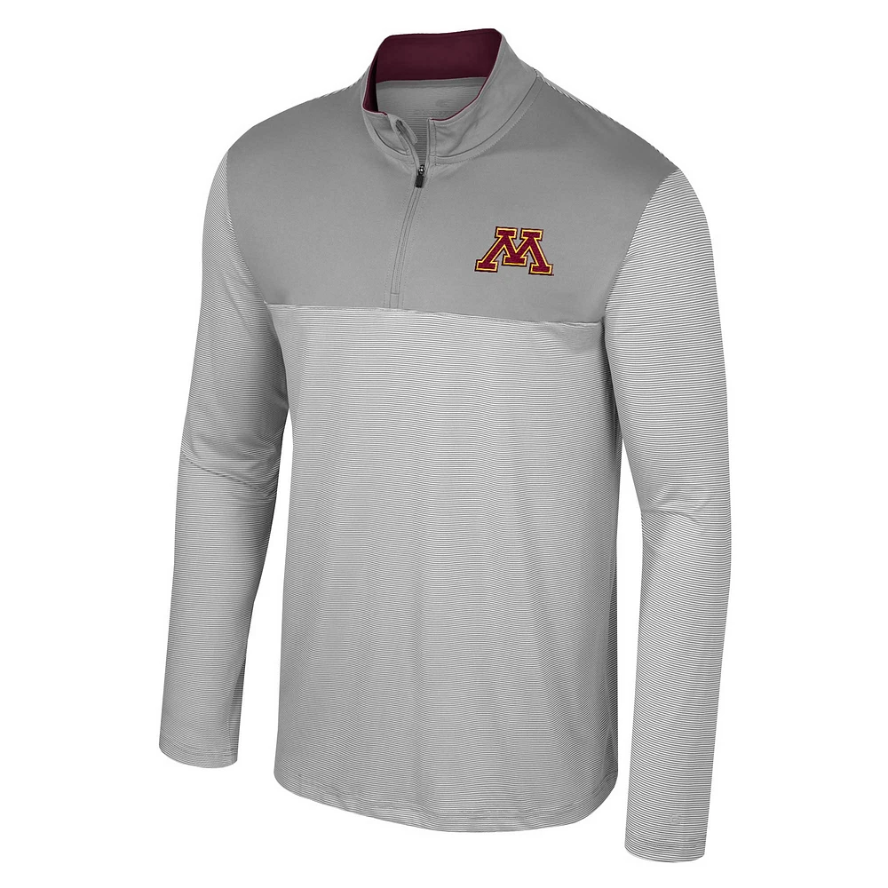 Men's Colosseum Gray Minnesota Golden Gophers Tuck Quarter-Zip Top