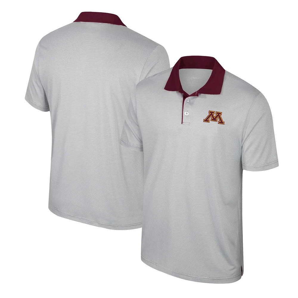 Men's Colosseum Gray Minnesota Golden Gophers Tuck Striped Polo