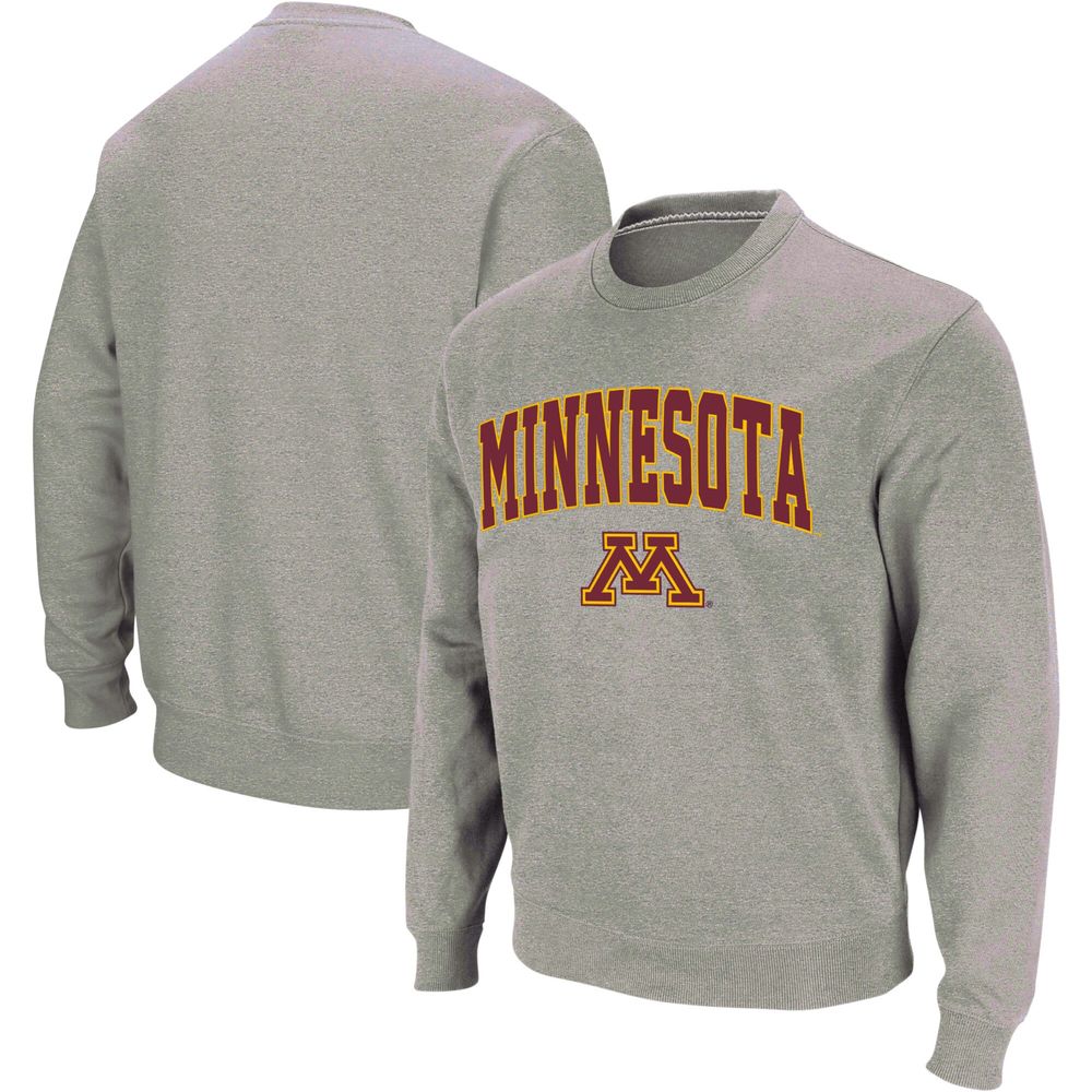 Men's Colosseum Heather Gray Minnesota Golden Gophers Arch & Logo Crew Neck Sweatshirt