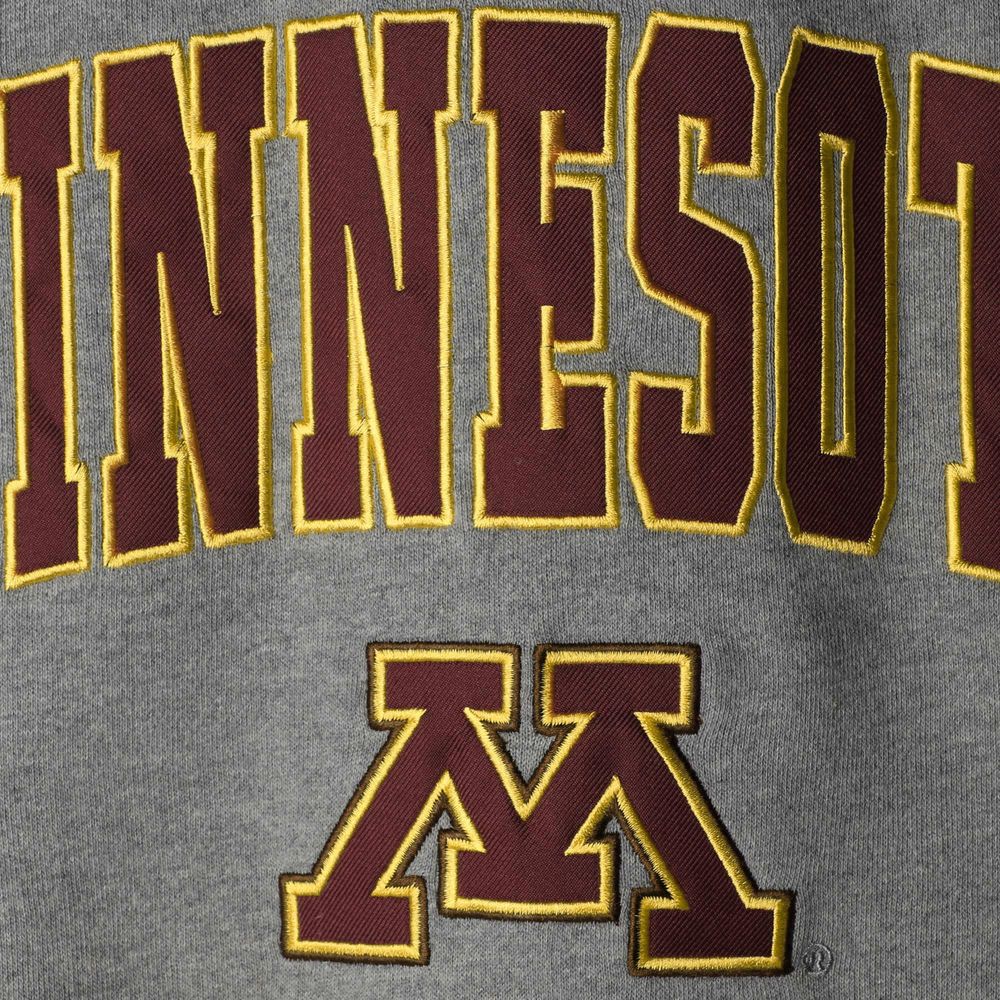 Men's Colosseum Heather Gray Minnesota Golden Gophers Arch & Logo Crew Neck Sweatshirt