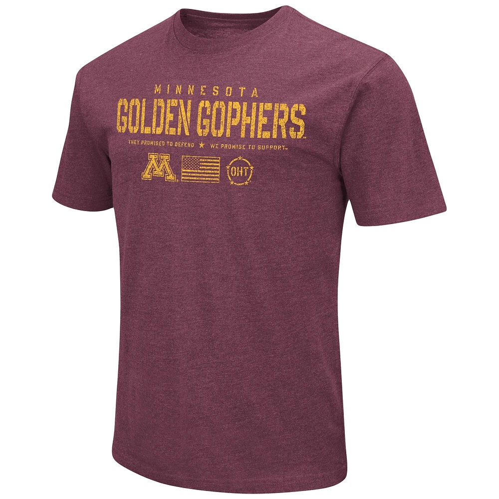 Men's Colosseum Heather Maroon Minnesota Golden Gophers OHT Military Appreciation Flag 2.0 T-Shirt