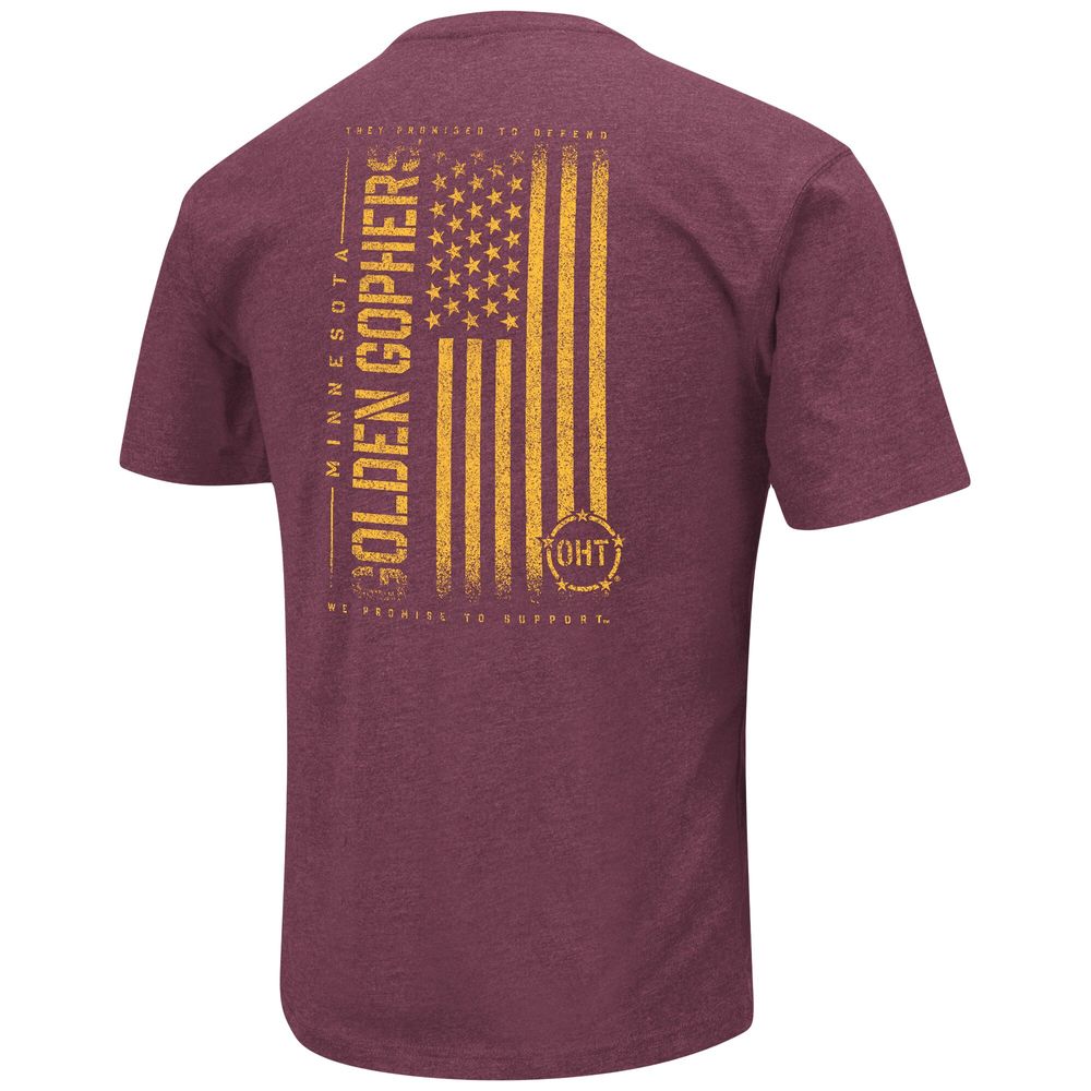 Men's Colosseum Heather Maroon Minnesota Golden Gophers OHT Military Appreciation Flag 2.0 T-Shirt