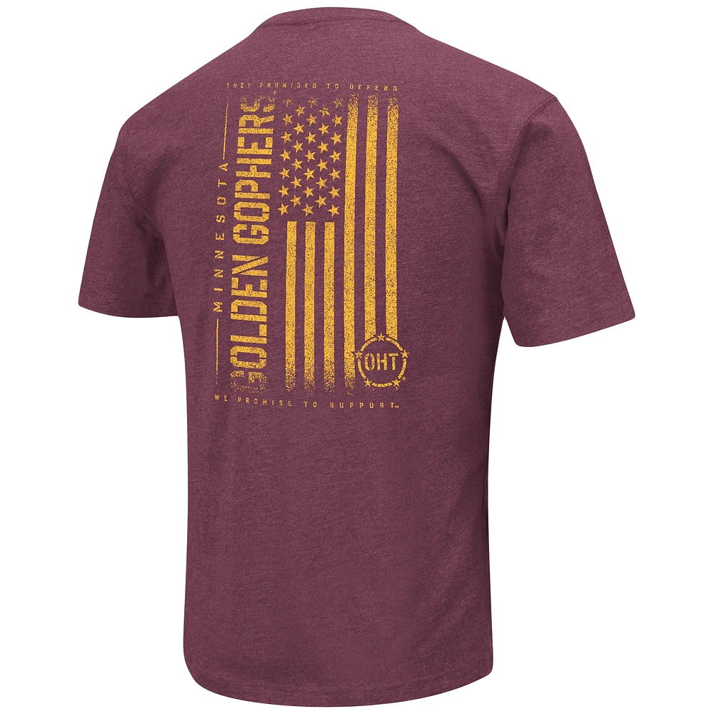 Men's Colosseum Heather Maroon Minnesota Golden Gophers OHT Military Appreciation Flag 2.0 T-Shirt