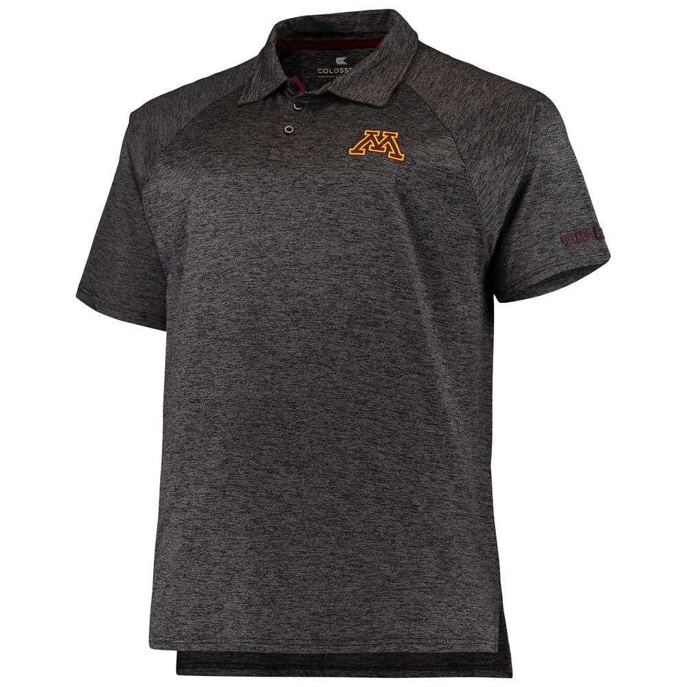 Men's Colosseum Heathered Black Minnesota Golden Gophers Big & Tall Down Swing Polo