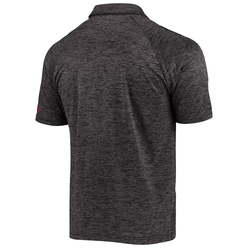 Men's Colosseum Heathered Black Minnesota Golden Gophers Down Swing Raglan Polo