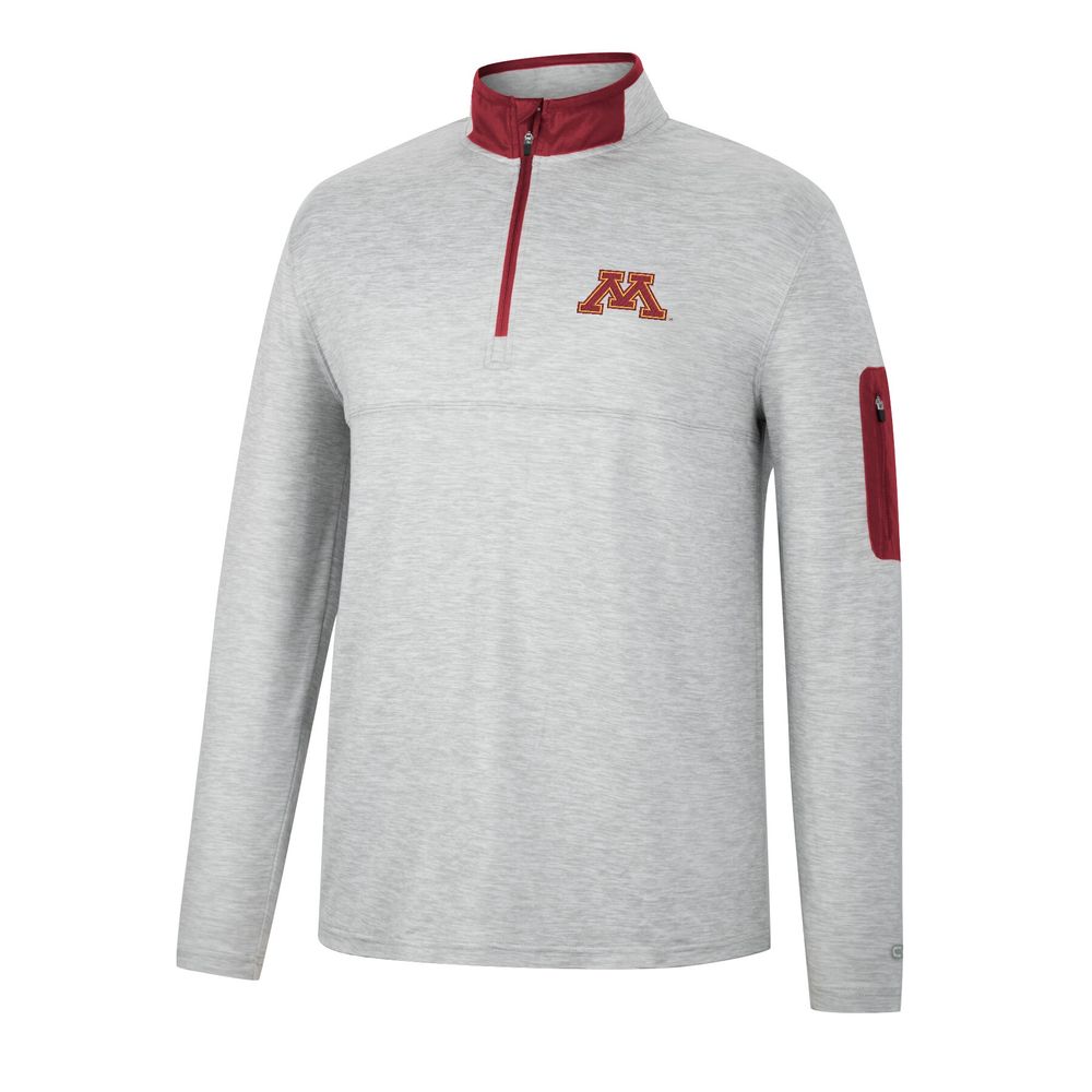 Men's Colosseum Heathered Gray/Maroon Minnesota Golden Gophers Country Club Windshirt Quarter-Zip Jacket