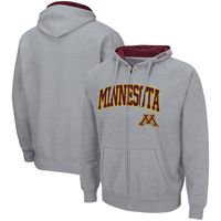 Men's Colosseum Heathered Gray Minnesota Golden Gophers Arch & Logo 3.0 Full-Zip Hoodie