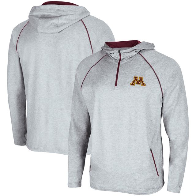 Colosseum Heathered Grey Minnesota Golden Gophers Timeline Chandail À Capuche Raglan Quart-Zip Homme