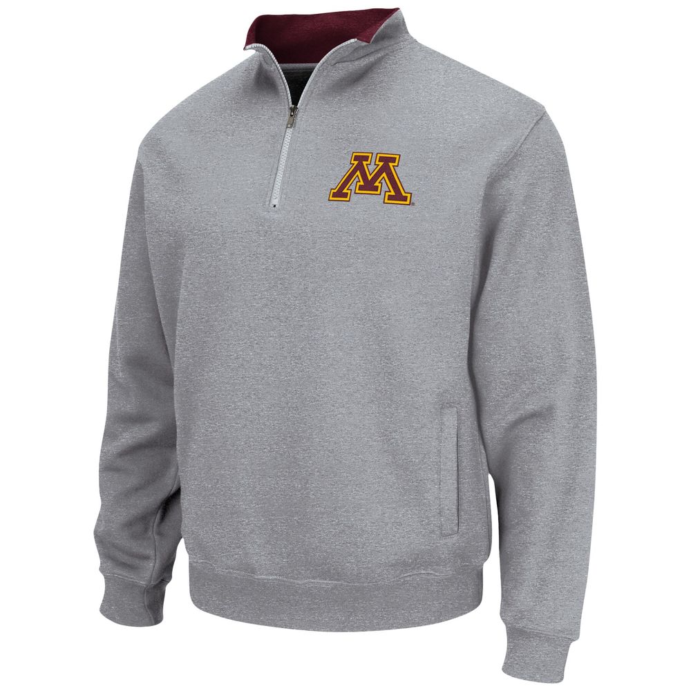 Men's Colosseum Heathered Gray Minnesota Golden Gophers Tortugas Team Logo Quarter-Zip Jacket