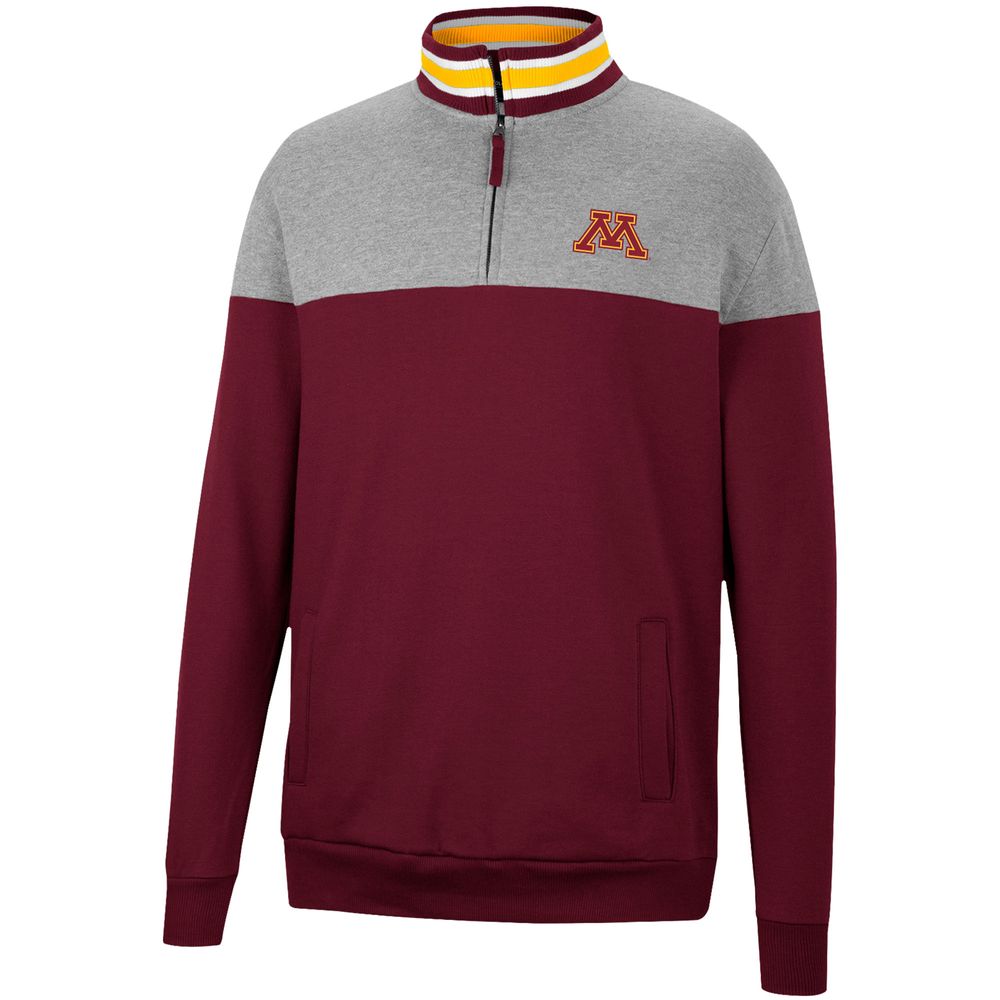 Men's Colosseum Maroon/Heather Gray Minnesota Golden Gophers Be the Ball Quarter-Zip Top