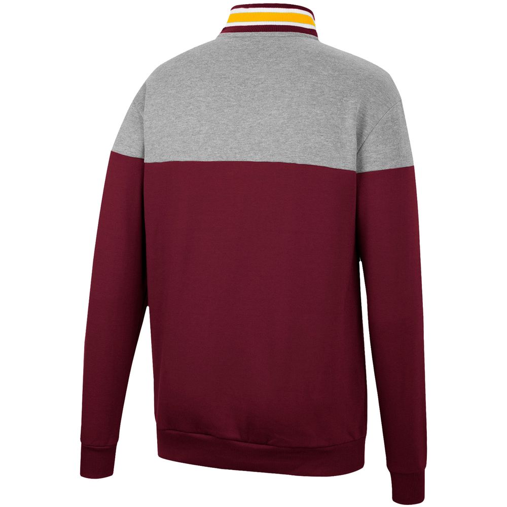 Men's Colosseum Maroon/Heather Gray Minnesota Golden Gophers Be the Ball Quarter-Zip Top