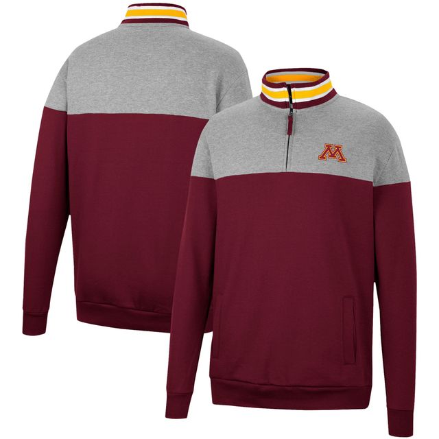 Colosseum Heathered Grey/Maroon Minnesota Golden Gophers Be the Ball Haut à fermeture éclair pour homme