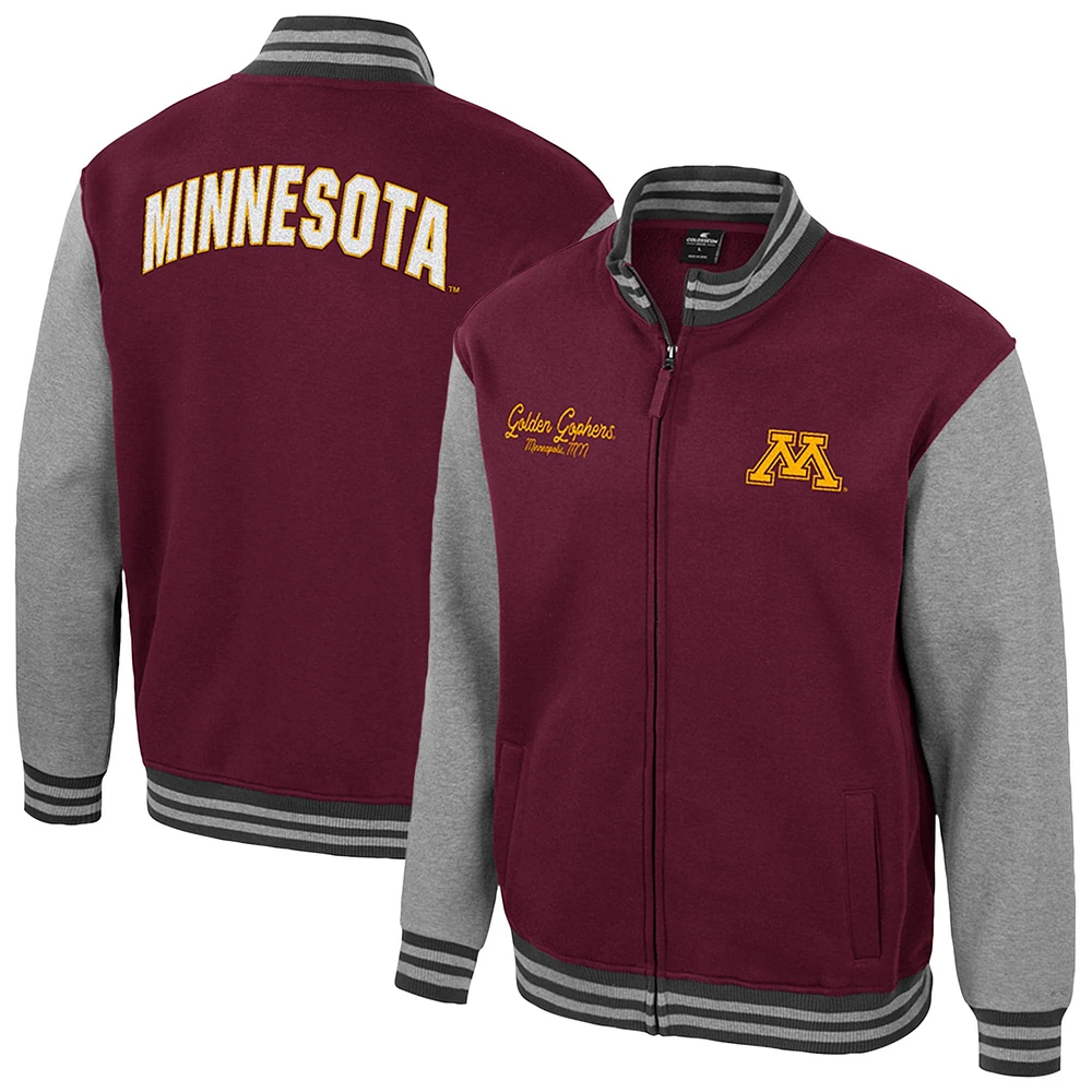 Veste universitaire entièrement zippée Ambi-Turner des Golden Gophers du Minnesota pour homme Colosseum Maroon