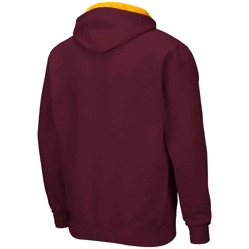 Men's Colosseum Maroon Minnesota Golden Gophers Arch & Logo 3.0 Full-Zip Hoodie