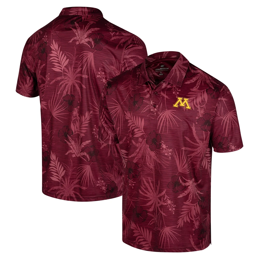 Polo Colosseum Maroon Minnesota Golden Gophers Big & Tall Palms pour hommes