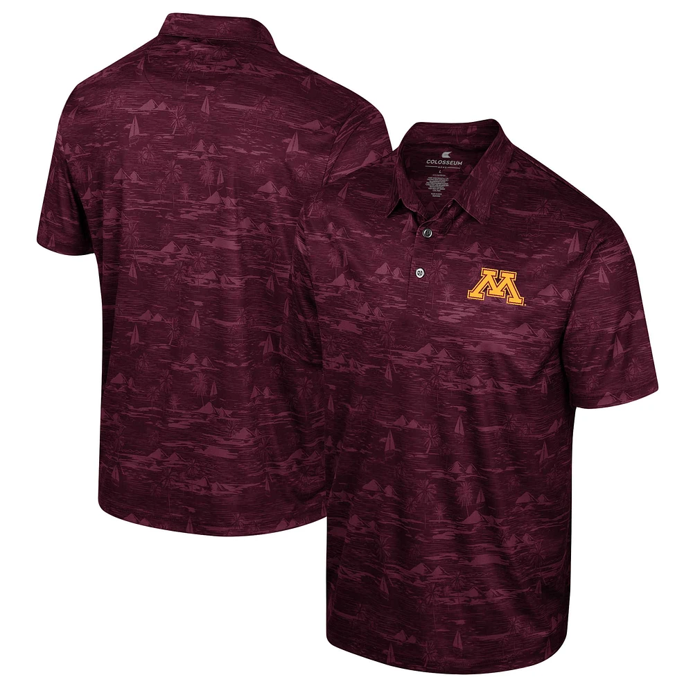 Men's Colosseum Maroon Minnesota Golden Gophers Daly Print Polo