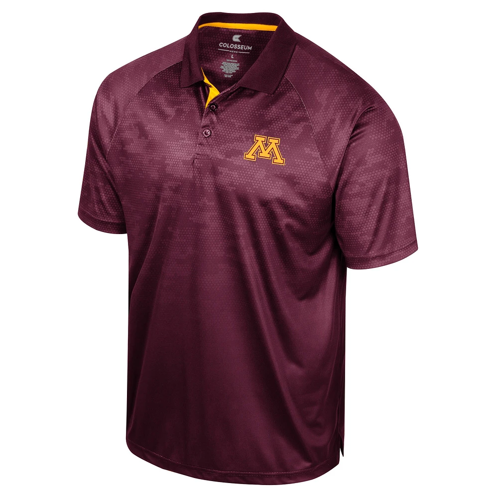 Polo à manches raglan en nid d'abeille Colosseum Minnesota Golden Gophers pour homme