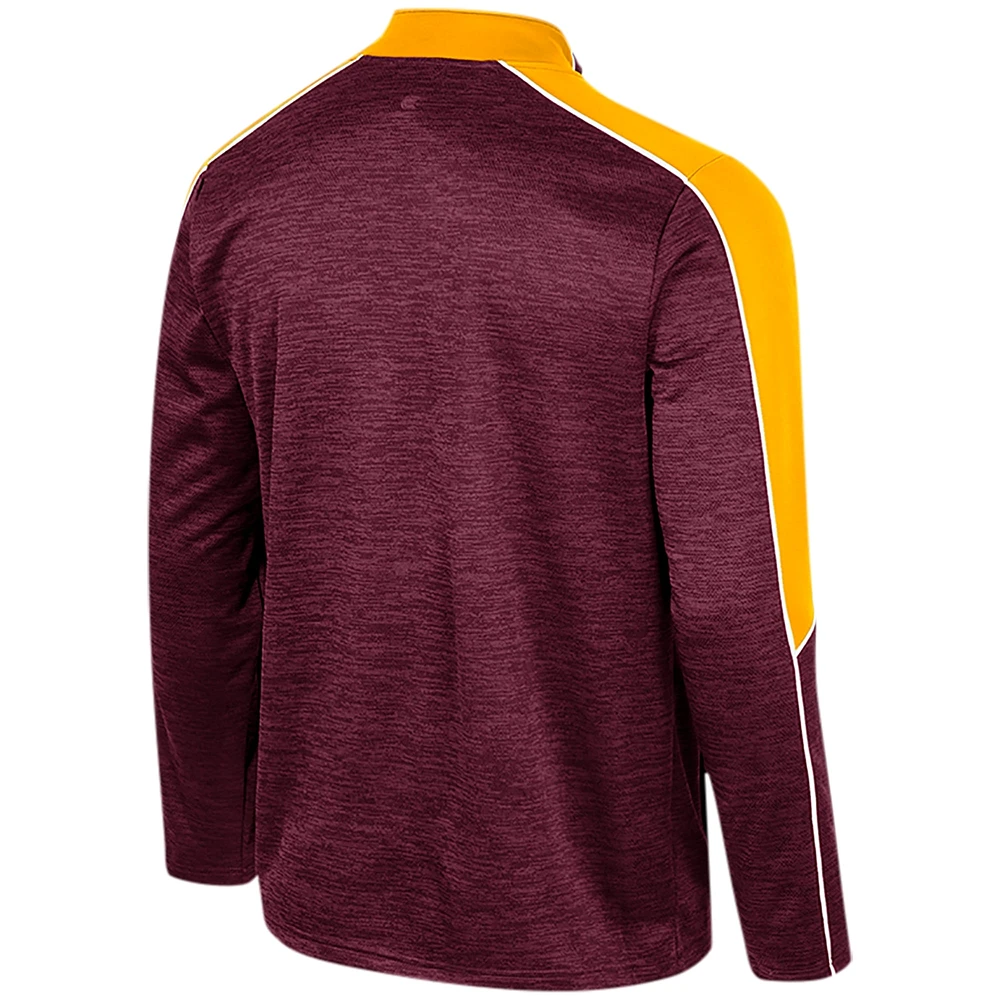 Veste à demi-zip chinée Colosseum Maroon Minnesota Golden Gophers pour hommes