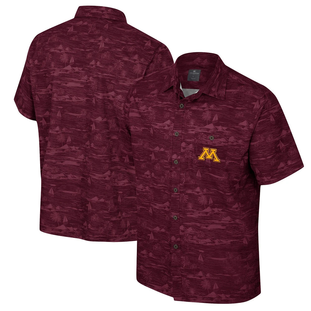 Men's Colosseum Maroon Minnesota Golden Gophers Ozark Button-Up Shirt