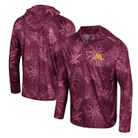 Men's Colosseum Maroon Minnesota Golden Gophers Palms Printed Lightweight Quarter-Zip Hooded Top