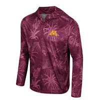 Men's Colosseum Maroon Minnesota Golden Gophers Palms Printed Lightweight Quarter-Zip Hooded Top