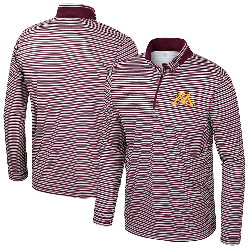 Haut rayé à glissière quart de tour pour homme Colosseum Bordeaux Minnesota Golden Gophers