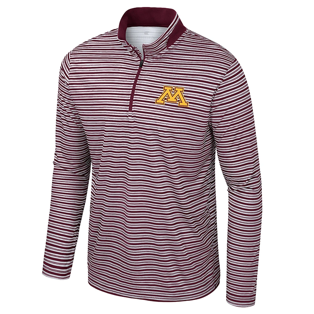 Haut rayé à glissière quart de tour pour homme Colosseum Bordeaux Minnesota Golden Gophers