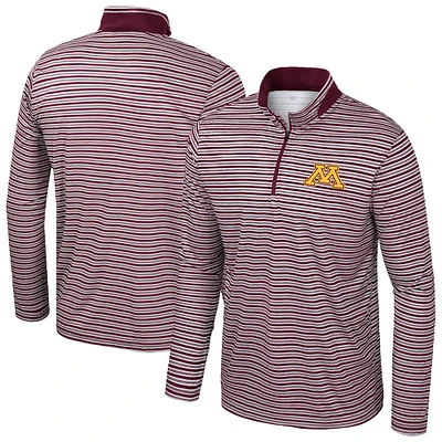 Haut rayé à glissière quart de tour pour homme Colosseum Bordeaux Minnesota Golden Gophers