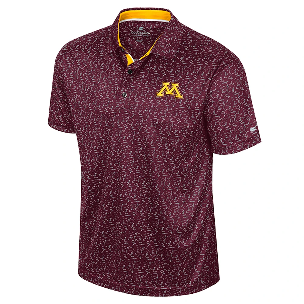 Men's Colosseum Maroon Minnesota Golden Gophers Sublimated Golf Polo