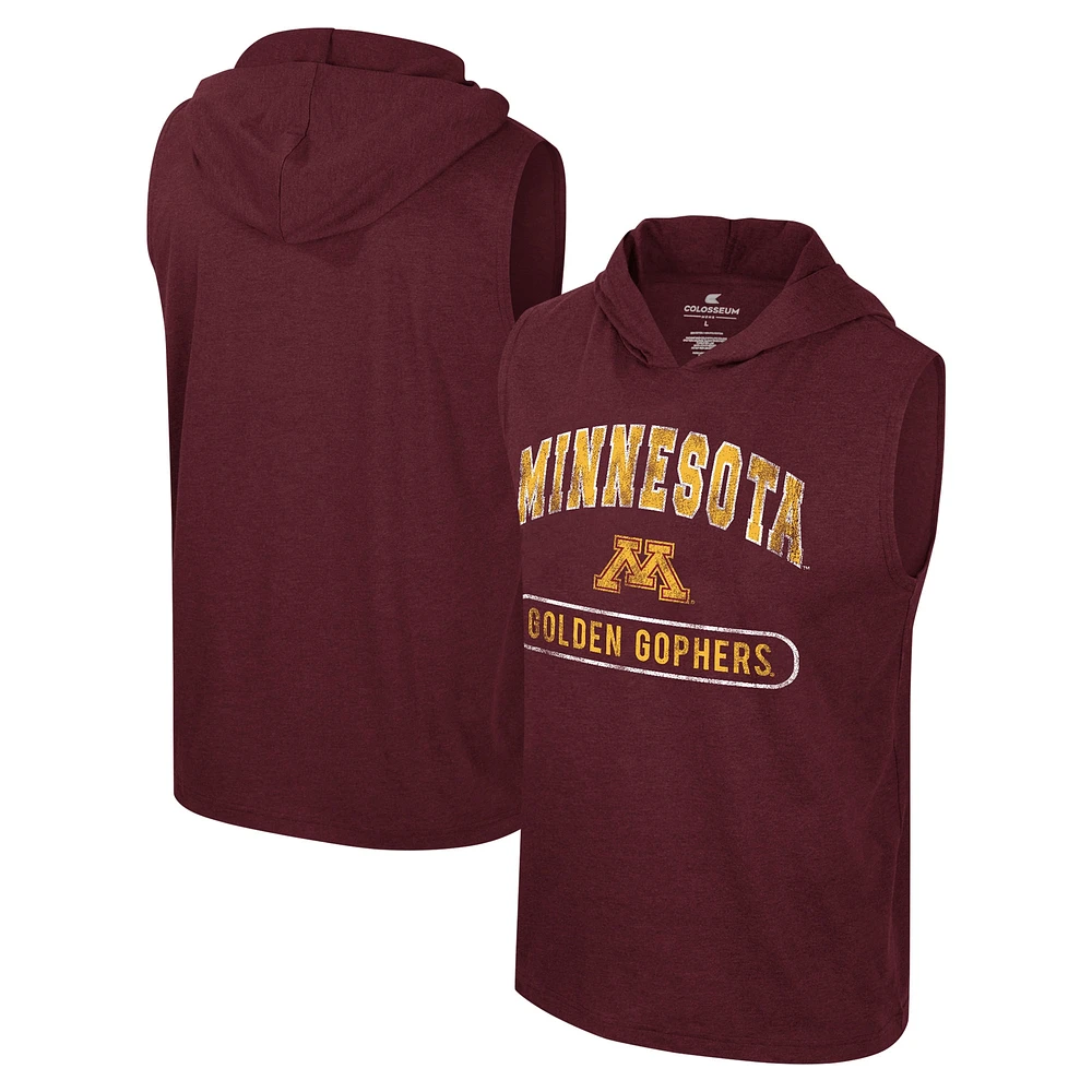 Men's Colosseum Maroon Minnesota Golden Gophers Varsity Sleeveless Hoodie Tank Top