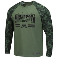 Men's Colosseum Olive/Camo Minnesota Golden Gophers OHT Military Appreciation Slim-Fit Raglan Long Sleeve T-Shirt