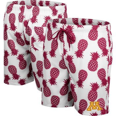 Men's Colosseum White/Maroon Minnesota Golden Gophers Pineapple Swim Shorts