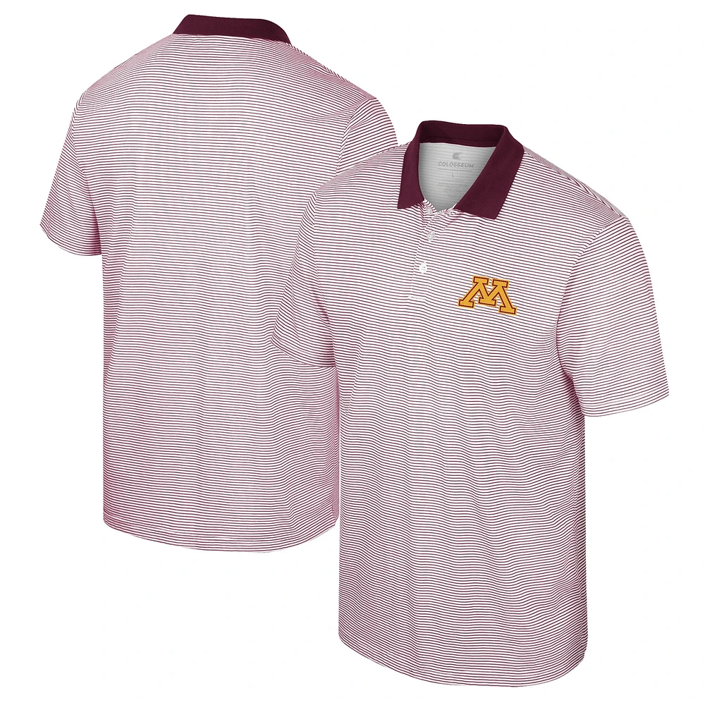 Men's Colosseum White/Maroon Minnesota Golden Gophers Print Stripe Polo