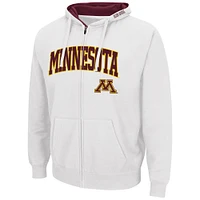 Sweat à capuche entièrement zippé Colosseum blanc Minnesota Golden Gophers Arch & Logo 3.0 pour homme