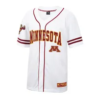 Maillot de baseball boutonné en maille Free Spirited des Golden Gophers du Minnesota blanc Colosseum pour hommes