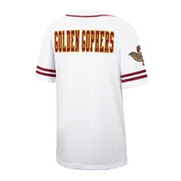 Maillot de baseball boutonné en maille Free Spirited des Golden Gophers du Minnesota blanc Colosseum pour hommes